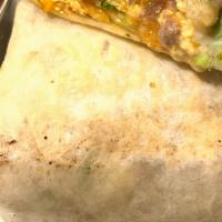 Breakfast Burrito · Flour tortilla, filled with pinto beans, lettuce, pico de gallo, sour cream