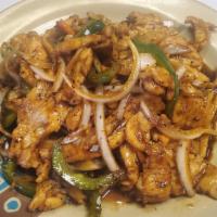 Black Pepper Chicken · Chicken breast tossed in black pepper then stir-fried with green onion, carrots, onion, and ...