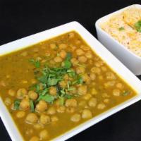 Chana Masala (Chick Peas) · Comes With Side Of Rice. Serves 2 People.