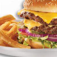 Double Cheese Burger Combo · Two 1/3 lb Pattie, Mayo, ketchup, mustered, lettuce, tomato, onions - - Served with fries an...
