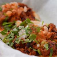 Tacos Special - Choice Of Two · Corn tortilla. Your choice of meat - steak, chicken or pastor. Served with rice on beans.
