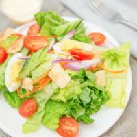 House Salad · Dressing options : peanut or white creamy. Lettuce / carrot / tomato / shallot / cucumber / ...