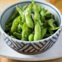 Edamame · Boiled soybeans, maldon sea salt.