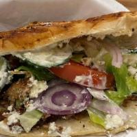 You'Re My Gyro · A classic pita with beef and lamb, romaine, tomato, cucumber, onion, feta and house ranch.