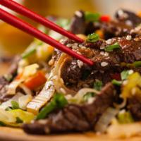 Beef Bulgogi, Korean Style · Thin sliced beef marinated with home made Korean style soy sauce.
Serves with steamed rice &...