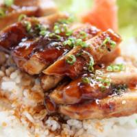 Chicken Teriyaki · Comes with steam rice and salad.  Chicken with home made teriyaki sauce