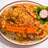 Chicken Tikka Biryani · Basmati Rice with Chicken Tikka, mildly spicy.
