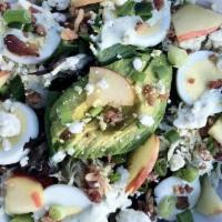 Cobb Salad  · Mixed greens and spinach, honey mustard chicken, hard boiled egg, bacon bits, cherry tomatoe...