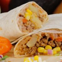 Burrito Mexicano · Choose your meat. Served with rice and beans.