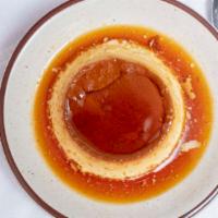 Flan / Custard · A baked dish made of milk & eggs covered in caramel.