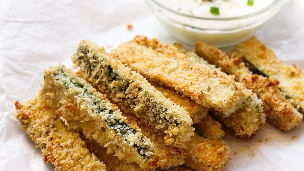 Fried Zucchini · Fresh zucchini, breaded and deep fried to a golden brown color.