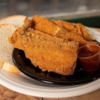 Catfish Bones · Served with hotsauce, tartar sauce & bread