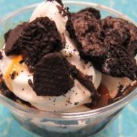 Oreo Sundae · Double scoop. 2 scoops of vanilla ice cream with chocolate syrup and lots of crushed Oreos. ...