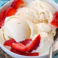 Double Scoop Vito Special · Two scoops of vanilla ice cream with fresh banana and fresh frozen strawberries, then finish...
