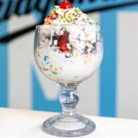 The Cavity Jr La La · Four scoops of Birthday Cake ice cream topped with marshmallow cream, mini marshmallows, cru...