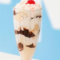 Hot Fudge Banana Marble · Triple layer sundae of Vanilla ice cream, hot fudge, and bananas topped with whipped cream a...