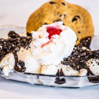 Cookie Lover Sundae · Chocolate Chip Cookie Dough ice cream, crushed Oreo, hot fudge and topped with whipped cream...