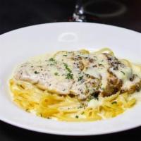 Chicken Alfredo · Fettuccini with our rich Alfredo sauce with grilled chicken