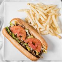 Philly Cheesesteak Everything · Grilled onion, mushroom, green pepper, cheese, lettuce and tomato