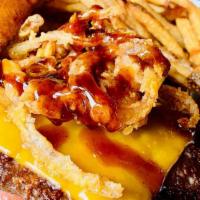 Beyond Burger · 100% Plant-based patty, cheddar, chipotle BBQ sauce, crispy Tabasco fried onions, lettuce, t...