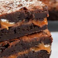 Salted Caramel Brownie · Warmed brownie with caramel baked in.