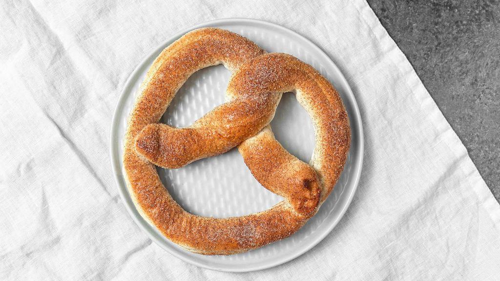 Cinnamon Sugar Pretzel (Large) · Cinnamon, brown sugar, white sugar mix together and caramelize perfectly on this pretzel. We've added a little salt to give the perfect salty sweet taste. (vegan)