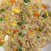 House Style Fried Rice  · Rice, egg, chicken or pork  or shrimp, maize, sweet peas and carrot