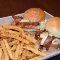 Grilled Chicken · Two Grilled Chicken sliders topped with lettuce, Swiss, bacon and house-made honey mustard.