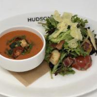 Soup & Salad · Cup of today's soup and your choice of house, caesar, or arugula salad.