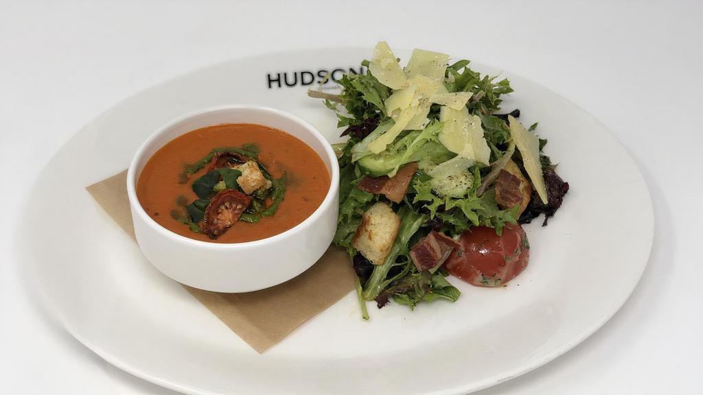 Soup & Salad · Cup of today's soup and your choice of house, caesar, or arugula salad.