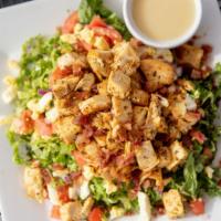 Curried Chicken Salad · Curried chicken salad: chicken breast, celery, red apple, pecans, raisins, and curry with mi...