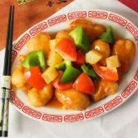 Sweet & Sour Shrimp · Deep fried shrimp served with pineapple, green pepper and tomato in our homemade sauce.