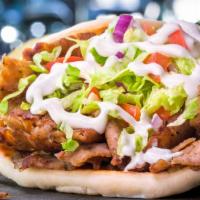 Gto Gyro · A Greek specialty blend of beef and lamb served traditionally on toasted pita bread with let...