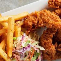 Top Gear Tenders · Fresh, hand-breaded to order chicken tenders, coleslaw and french fries. Served with your ch...