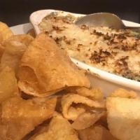 Spinach Dip Platter · Served with Tortilla Chips and Garlic Bread