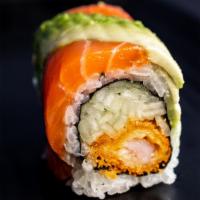 9 Roll · shrimp tempura, cucumber inside topped w.salmon, avocado ,caviar and eel sauce

Consumer Adv...