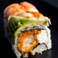 Summer Roll · shrimp tempura,creamcheese inside topped w.shrimp ,avocado