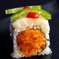 White Hot Roll · spicy crunch yellowtail, spicy salmon inside,topped w. White tuna, jalapeno

Consumer Adviso...