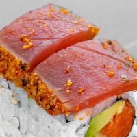 Tuna Amazing Roll · white fish tempura,spicy tuna, avocado inside, topped w. Pepper tuna, tobiko

Consumer Advis...