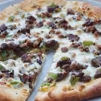 Philly Cheesesteak  · Cheese, green peppers, onions, ranch.