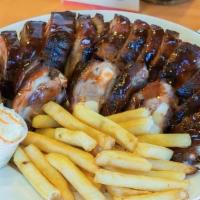 Rib Tips · Includes fries, bread and coleslaw.