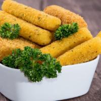 Mozzarella Sticks · 4 pieces of fried, crispy yummy cheese sticks served with ranch or pizza sauce.