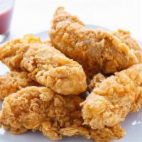 Chicken Tenders · Crispy chicken tenders with your choice of sauce on the side.