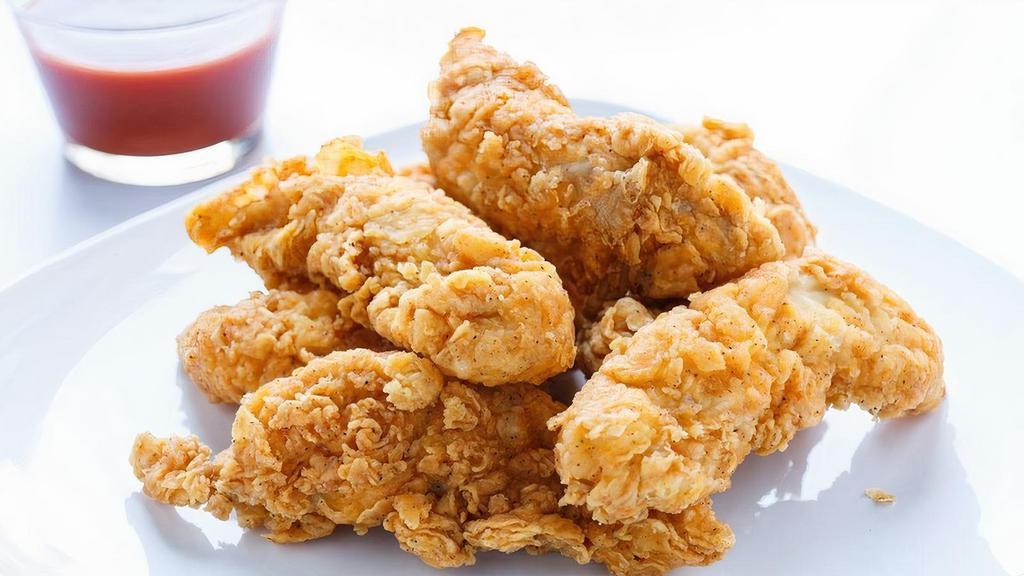 Chicken Tenders · Crispy chicken tenders with your choice of sauce on the side.