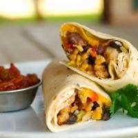 Southwest Chicken Wrap · Chicken Strips | Pepper Jack Cheese | Corn | Black Beans | Diced Tomato | Southwest Ranch Dr...