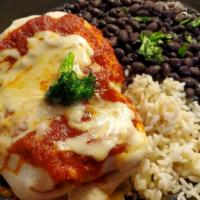 Big Vegetable Burrito · Served with black beans and rice.