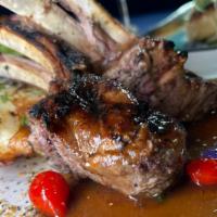 Grilled Lamb Chops  · 4 Lamb Chops finished with a Zip Sauce and garnished with a Mashed New Potato