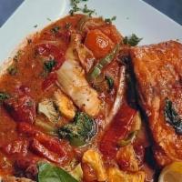 Francesco'S Salmon · Salmon and fresh mixed vegetables in Sherry wine sauce with a touch of marinara served over ...