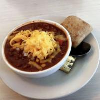 Vegetarian Chili · Our vegetarian chili is made with red beans, bulgur wheat, tomato, onion, pepper and just en...