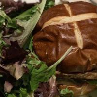 Walnut Burger · A walnut and cheese patty from Wisconsin's historic Trempealeau hotel served on a pretzel bu...